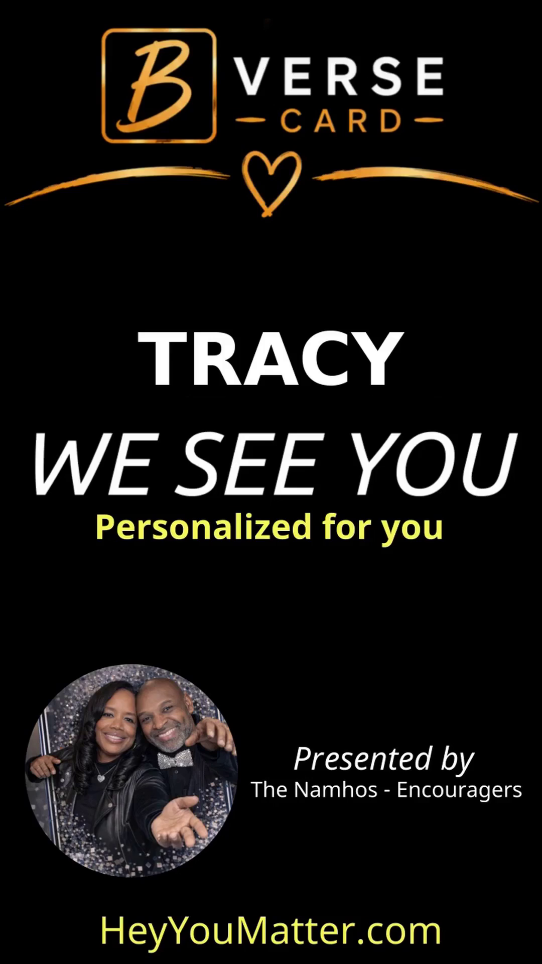 A B Verse card for Tracy Campbell